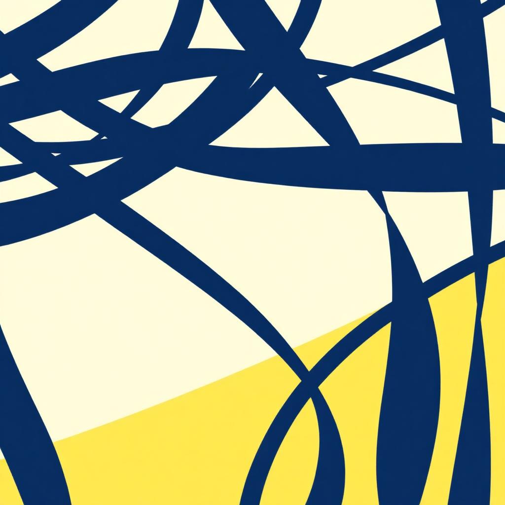 Abstract navy interwoven fibers softening into a yellow gradient at the edges