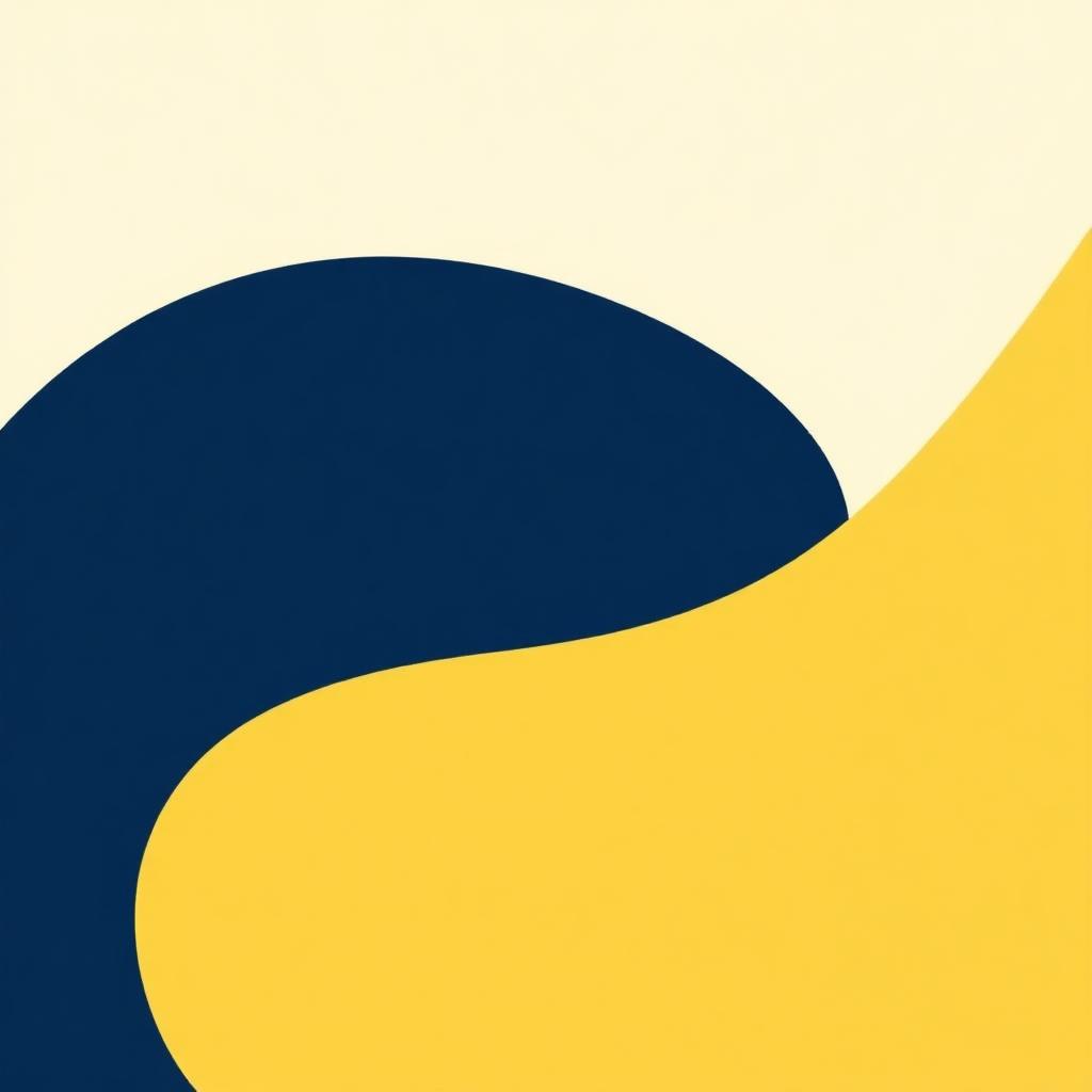 Abstract navy winding channel easing into a smoother yellow curve
