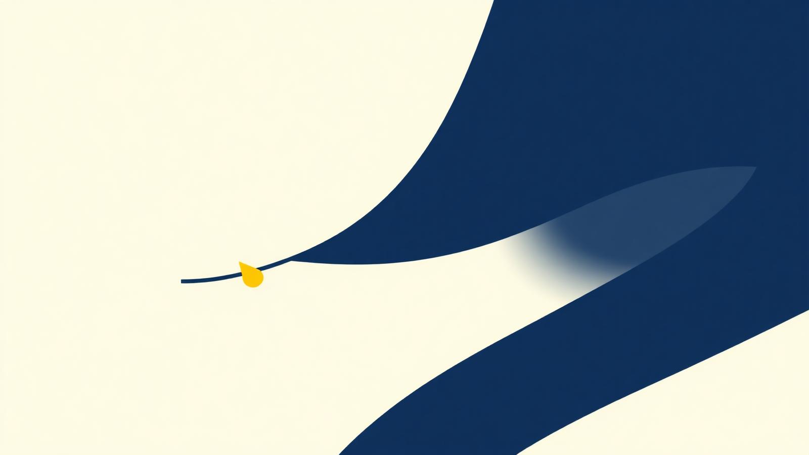 Abstract descending energy wave with yellow low-point marker