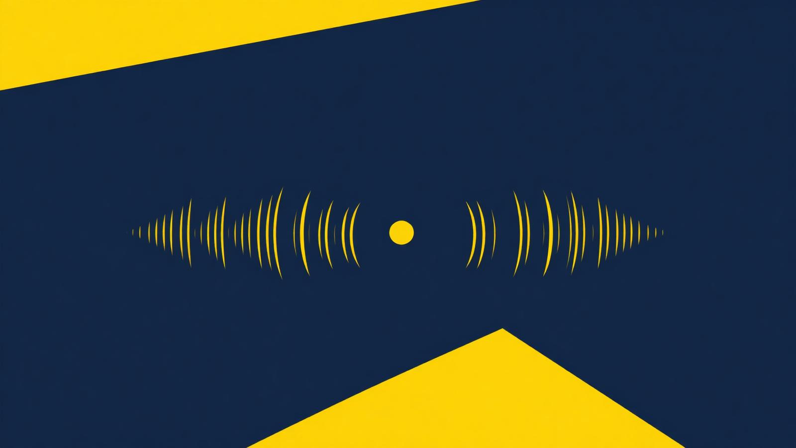 Abstract navy background with fading yellow sound waves