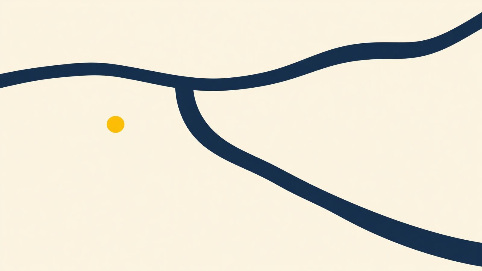 Abstract navy path with a single yellow marker