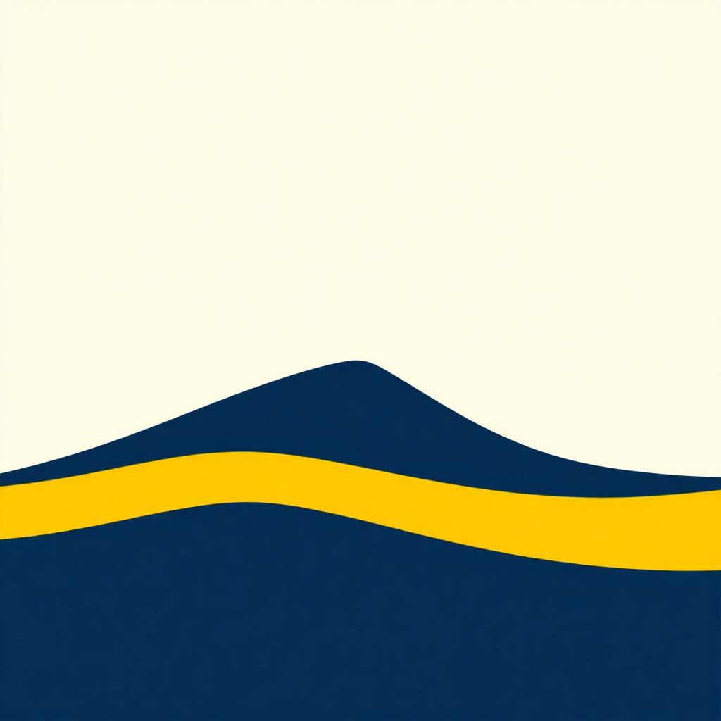 Abstract navy downhill slope meeting a level yellow horizon line