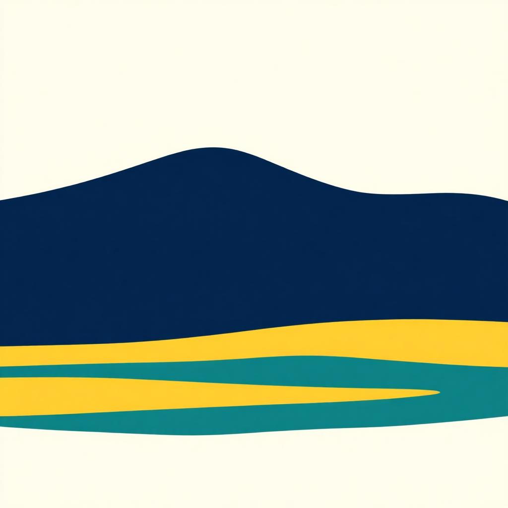 Abstract navy descending line that levels into a steady yellow plateau
